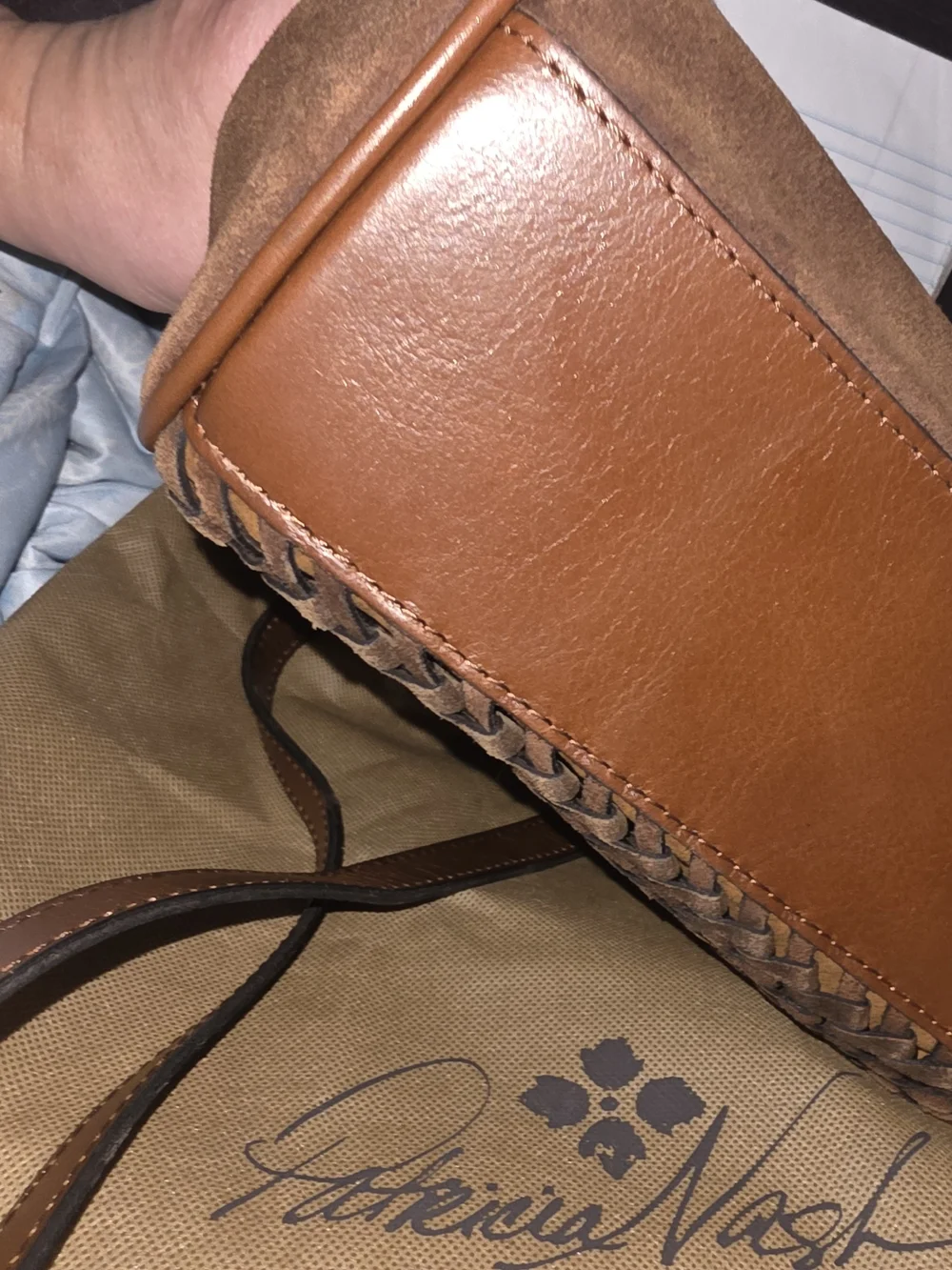 Patricia Nash Brown Woven Leather Crossbody Or Shoulder Bag New.